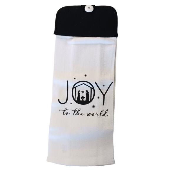 JOY Kitchen Towel Kitchen Linens Home Decor Gifts Handmade Christmas Black White - Picture 2 of 5